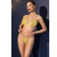 Set bikini cu sutien halter și tanga din poliamidă, galben, One Size