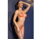Bikini cu strasuri din poliamidă, portocaliu, mărime unică