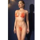 Bikini cu strasuri din poliamidă, portocaliu, mărime unică