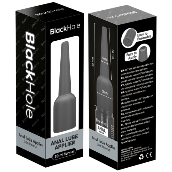 Aplicator lubrifiant anal din material body-safe, negru, S