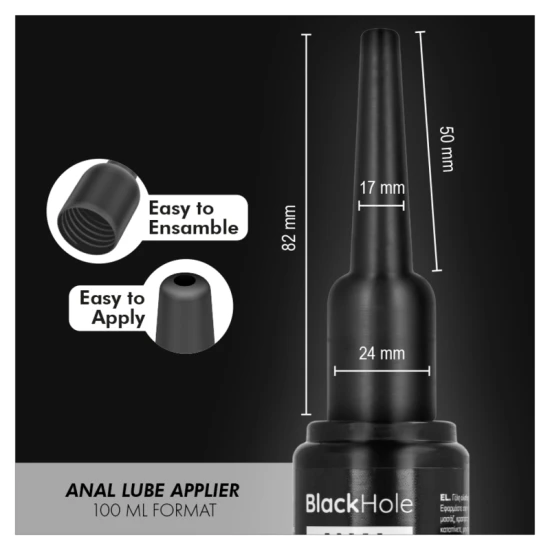 Aplicator anal lubrifiant din material body-safe, negru, L