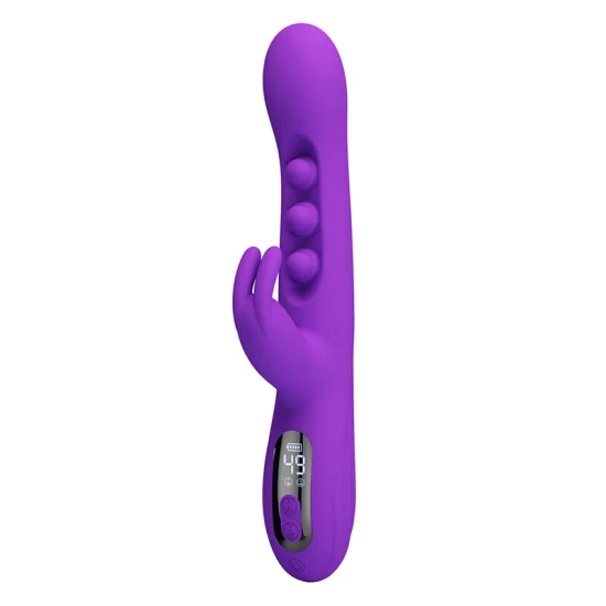 Vibrator Rabbit din silicon, mov, cu stimulare prin tapotare