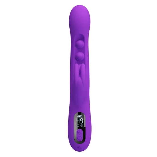 Vibrator Rabbit din silicon, mov, cu stimulare prin tapotare