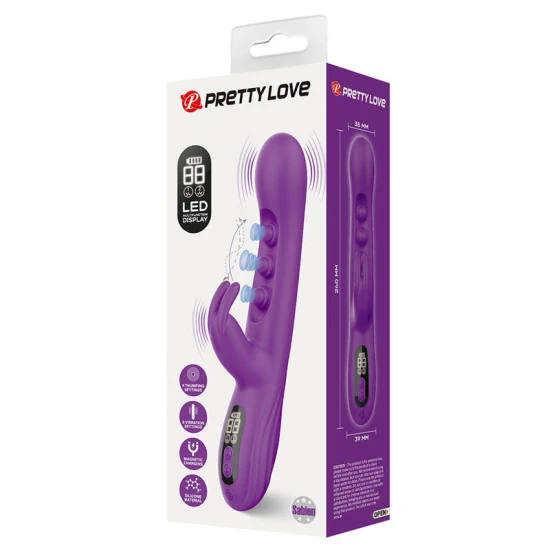 Vibrator Rabbit din silicon, mov, cu stimulare prin tapotare