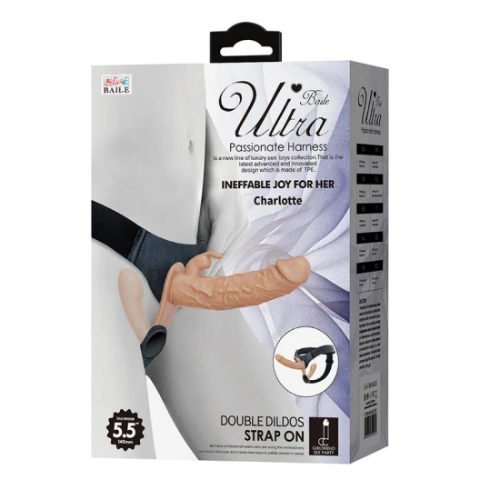 Harnasament Strap-On cu Dublă Penetrare din TPE, Flesh