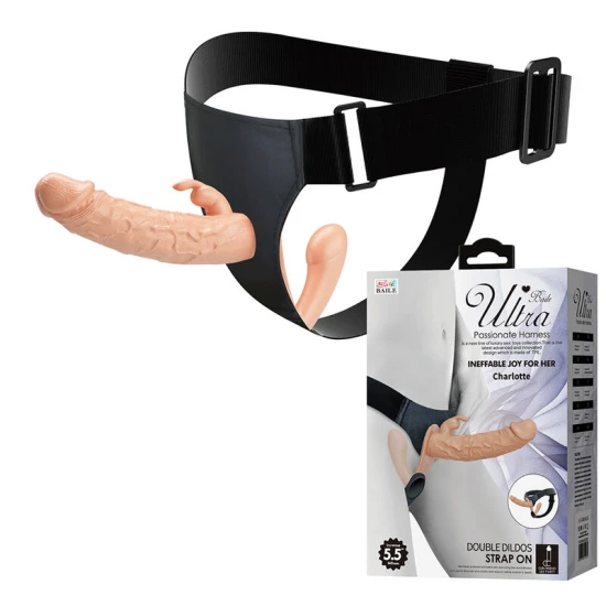 Harnasament Strap-On cu Dublă Penetrare din TPE, Flesh