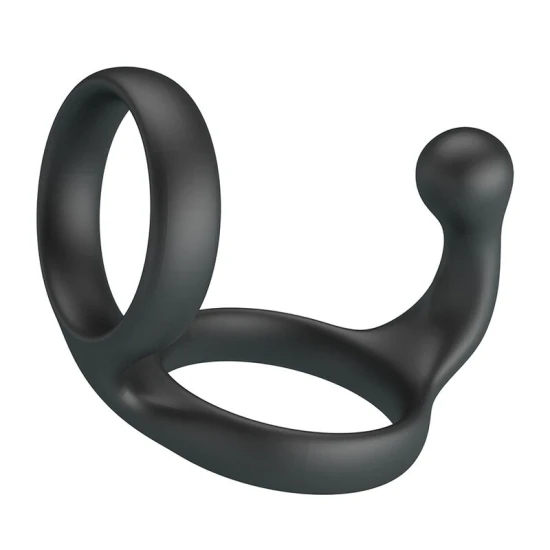 Inel dublu pentru penis și testicule din silicon, negru