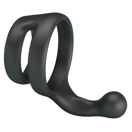 Inel dublu pentru penis și testicule din silicon, negru