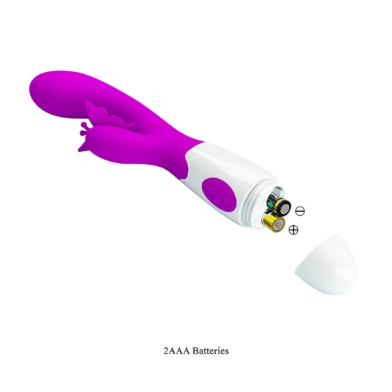 Vibrator Rabbit Butterfly Kiss din silicon, mov