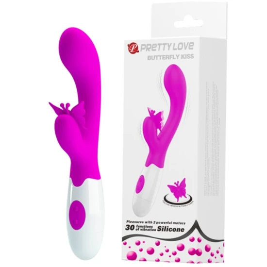 Vibrator Rabbit Butterfly Kiss din silicon, mov