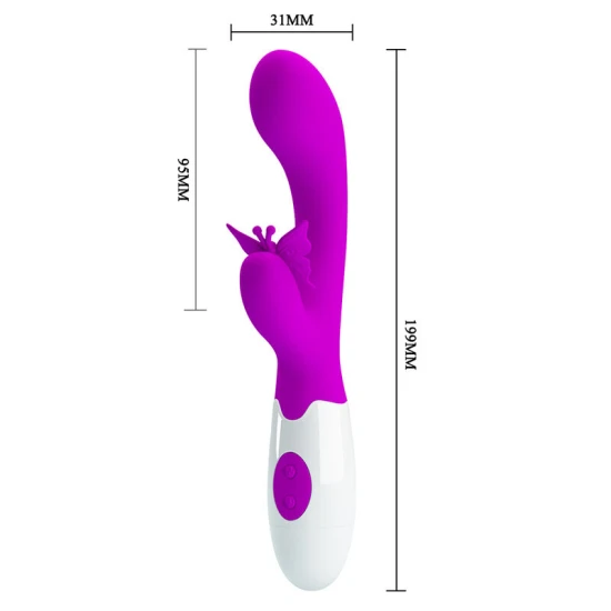 Vibrator Rabbit Butterfly Kiss din silicon, mov