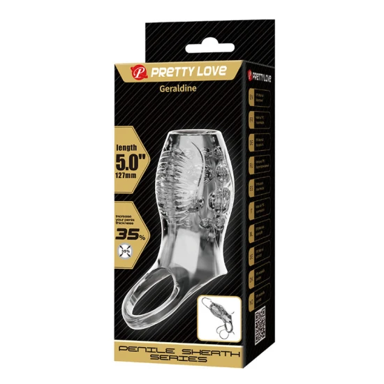 Extensor penis texturat din TPE, transparent