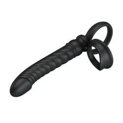 Vibrator anal cu inel și vibrații, silicon, negru