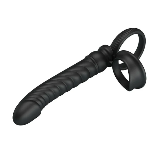 Vibrator anal cu inel și vibrații, silicon, negru