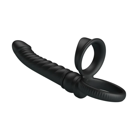 Vibrator anal cu inel și vibrații, silicon, negru