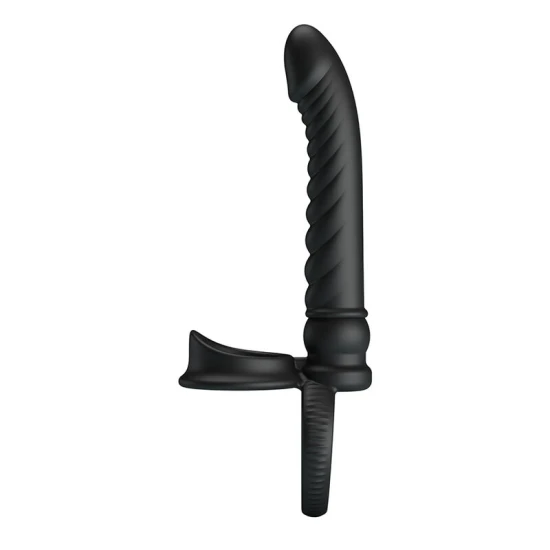Vibrator anal cu inel și vibrații, silicon, negru