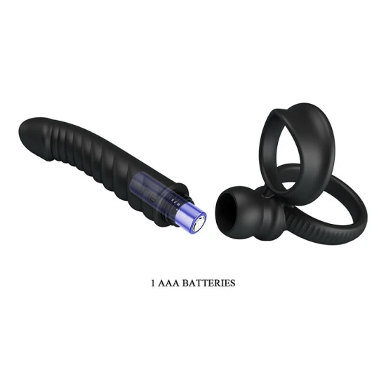 Vibrator anal cu inel și vibrații, silicon, negru