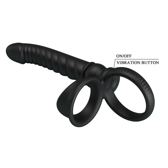 Vibrator anal cu inel și vibrații, silicon, negru