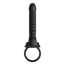 Vibrator anal cu inel și vibrații, silicon, negru