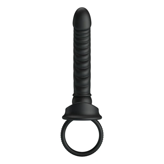 Vibrator anal cu inel și vibrații, silicon, negru