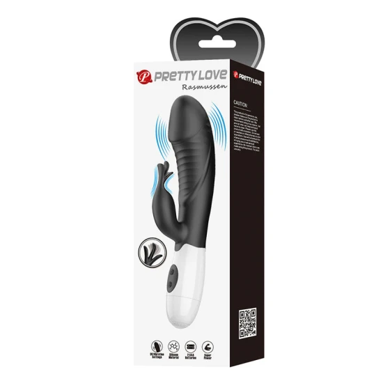 Vibrator Rabbit 30 funcții din silicon, negru