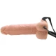 Strap-on realist vibrant cu bile din material moale, 17.8 cm