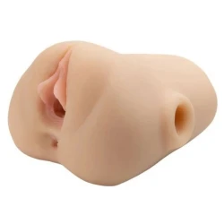 Masturbator dublu cu vibrații și texturi, Light, 20.5 cm