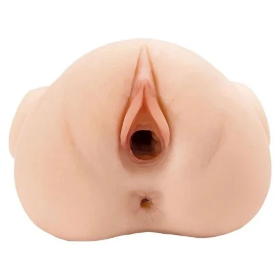 Masturbator dublu cu vibrații și texturi, Light, 20.5 cm