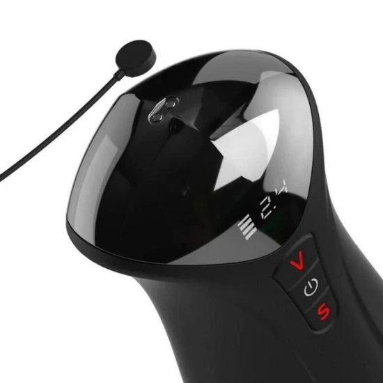Masturbator automat vibrant XL din material texturat, maro, 34.9 cm