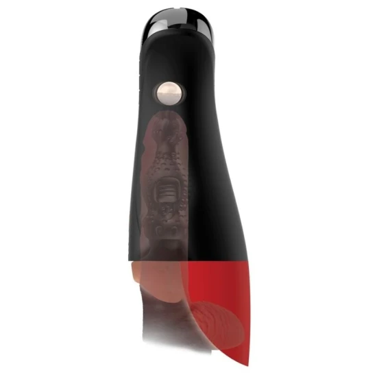 Masturbator automat vibrant XL din material texturat, maro, 34.9 cm
