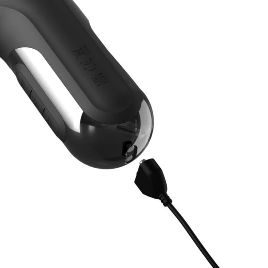 Vibrator Rabbit cu thrusting din silicon, negru, 23 cm