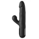 Vibrator Rabbit cu thrusting din silicon, negru, 23 cm