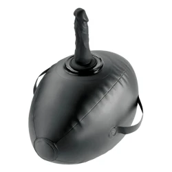 Minge erotică gonflabilă cu dildo din material moale, neagră, 41.9 cm