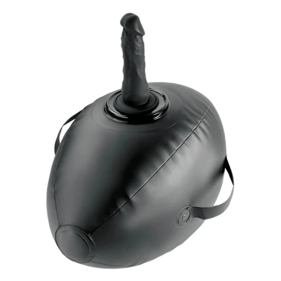 Minge erotică gonflabilă cu dildo din material moale, neagră, 41.9 cm