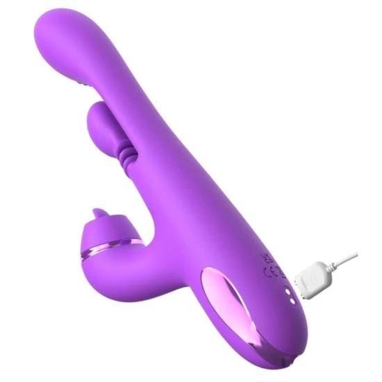 Vibrator Rabbit din material moale, mov, 24,1 cm