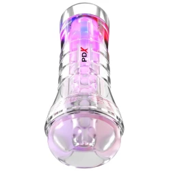 Masturbator masculin XXL transparent cu LED, 27.3 cm