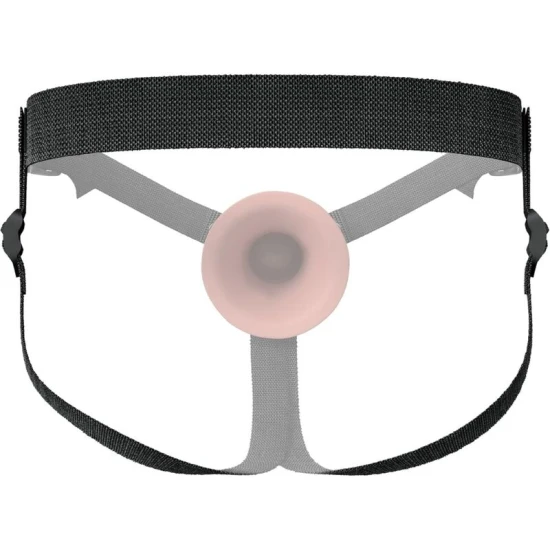 Strap-on realist gol din silicon, 14,6 cm, negru