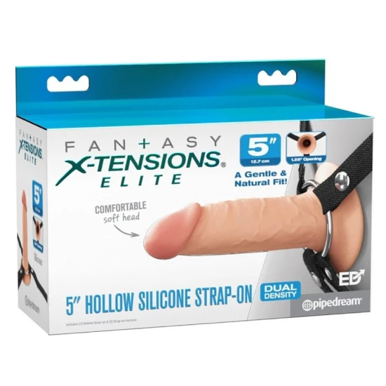 Strap-on realist gol din silicon, 14,6 cm, negru
