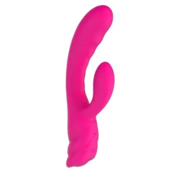 Vibrator dual din silicon, roz, USB reîncărcabil