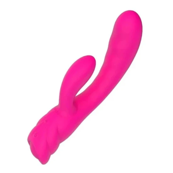 Vibrator dual din silicon, roz, USB reîncărcabil