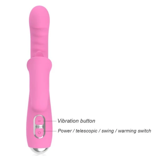 Vibrator Rabbit cu vibrații, împingeri și mișcare oscilantă, roz
