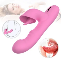 Vibrator Rabbit cu vibrații, împingeri și mișcare oscilantă, roz