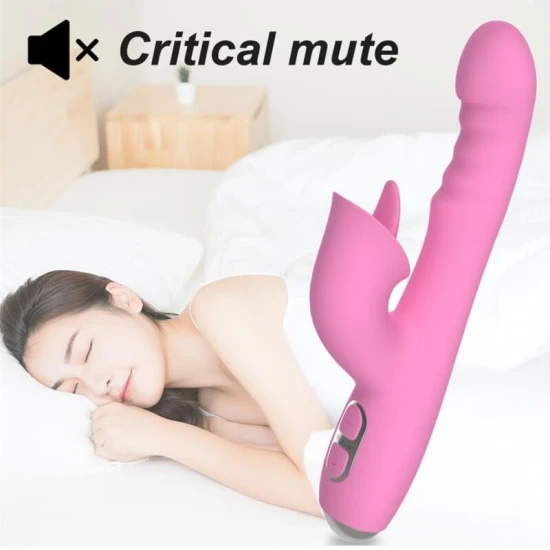 Vibrator Rabbit cu vibrații, împingeri și mișcare oscilantă, roz