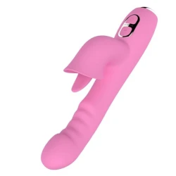 Vibrator Rabbit cu vibrații, împingeri și mișcare oscilantă, roz