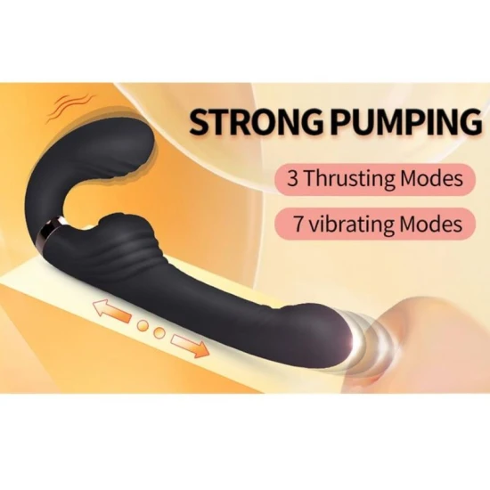 Vibrator dual cu vibrații, rotație și împingere, negru