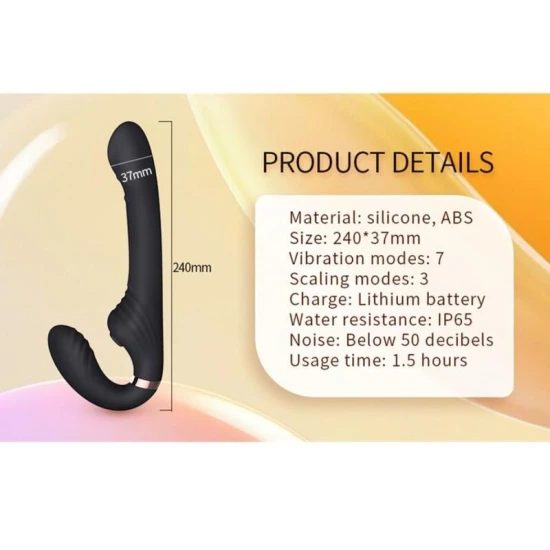 Vibrator dual cu vibrații, rotație și împingere, negru