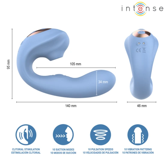 Stimulator clitoridian multifuncțional din silicon și ABS, albastru