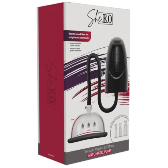 Pompă vacuum automată pentru vagin și clitoris, neagră, ABS/PVC/silicon
