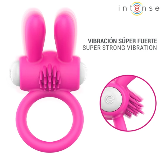 Inel Vibrator Penis cu Stimulare Clitoridiană, Silicon, Roz