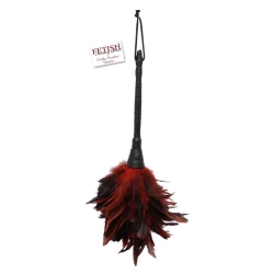 Accesoriu Feather Tickler din pene sintetice, negru & roșu